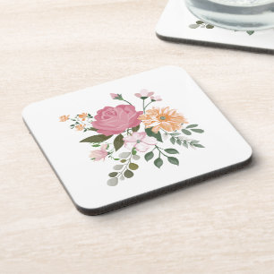 Watercolor flowers beverage coaster