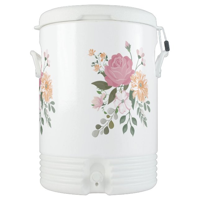 Watercolor flowers beverage cooler (Front)