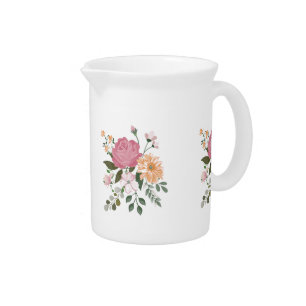 Watercolor flowers  beverage pitcher