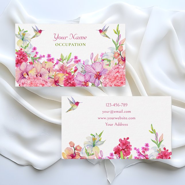 Watercolor Flowers Bird garden  Business Card (Creator Uploaded)