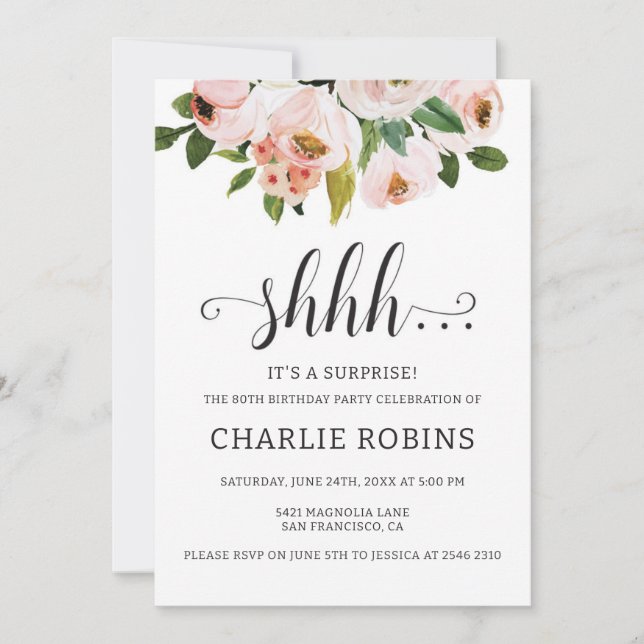Watercolor Flowers Birthday Invitation (Front)