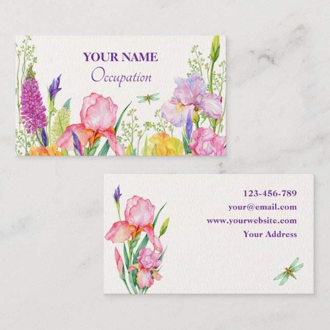Watercolor flowers bloom business card (Front/Back)