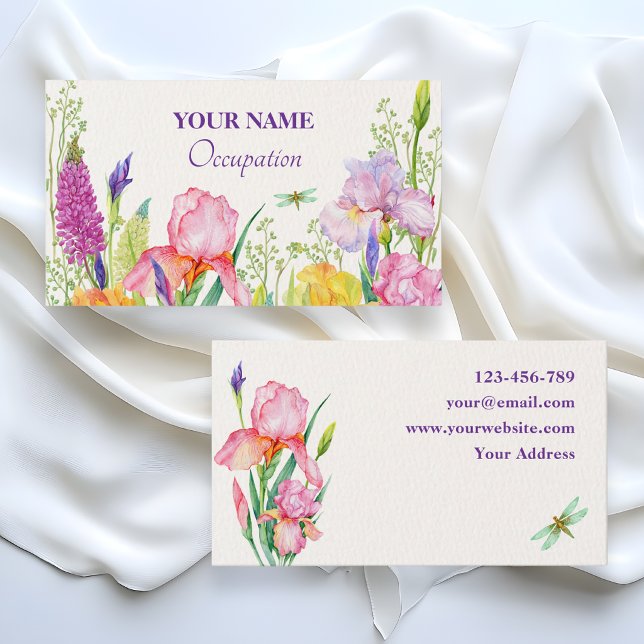 Watercolor flowers bloom business card (Creator Uploaded)