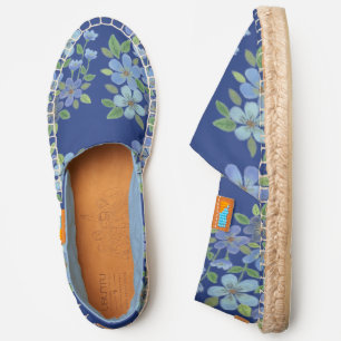 Watercolor Flowers Blue Floral Espadrilles