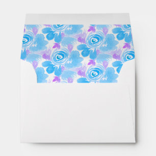 Watercolor Flowers Blue Purple Hand Painted  Envelope