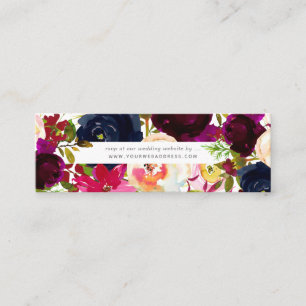 Watercolor Flowers Blush, Burgundy+Navy Mini Business Card