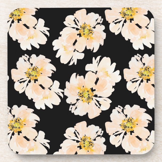 Watercolor Flowers blush peonies Beverage Coaster (Front)