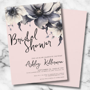 Watercolor Flowers Blush Pink Bridal Shower Invitation