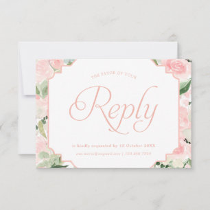 Watercolor Flowers Blush Pink RSVP Card