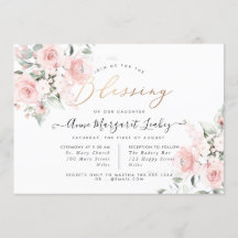 Watercolor Flowers Blush Roses Blessing