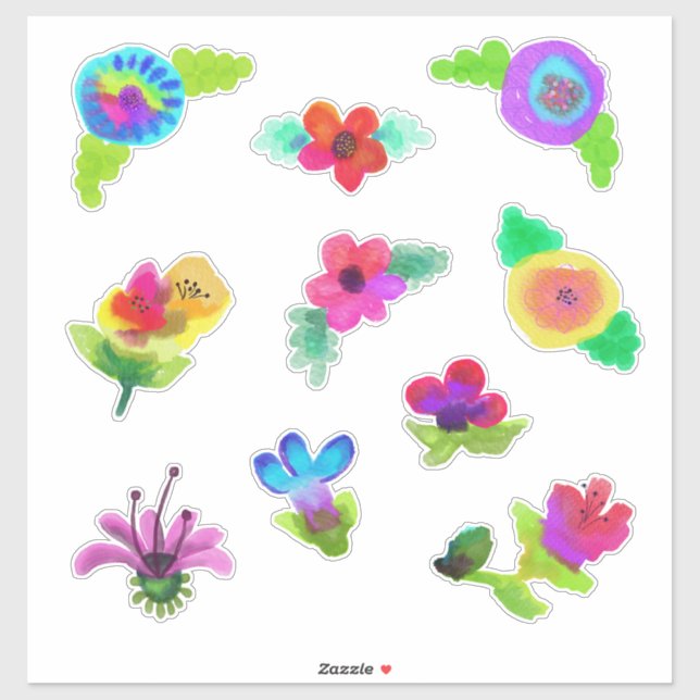 Watercolor Flowers Boho Style Sticker (Sheet)