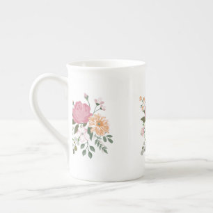 Watercolor flowers bone china mug