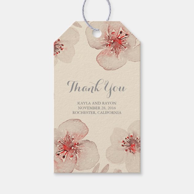 Watercolor Flowers Botanical Vintage Wedding Gift Tags