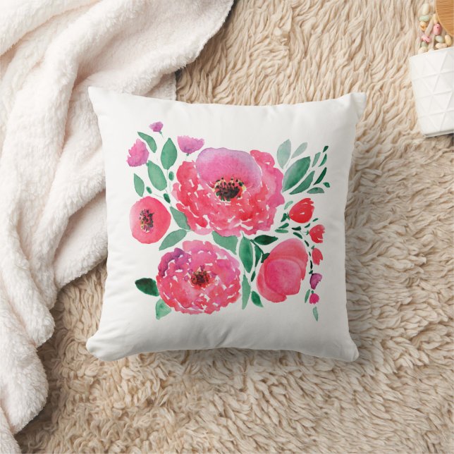 Watercolor flowers, bouquet .2 throw pillow (Blanket)