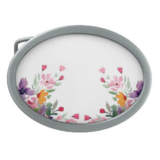 Watercolor Flowers Branches Belt Buckle