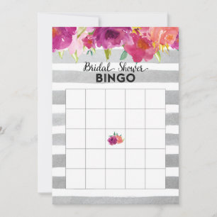 Watercolor Flowers Bridal Shower Bingo Card