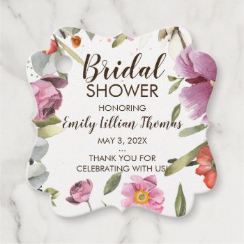 Watercolor Flowers Bridal Shower Favor Tags by Vineyard at Zazzle
