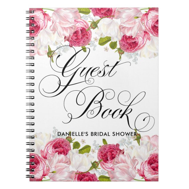 Watercolor Flowers Bridal Shower Guest Book (Front)