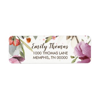 Watercolor Flowers Bridal Shower Label by Vineyard at Zazzle
