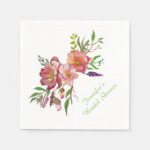 Watercolor Flowers Bridal Shower Paper Napkins (Front)