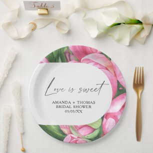 Watercolor flowers - Bridal shower Paper Plates