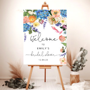 Watercolor Flowers Bridal Shower Welcome Foam Board