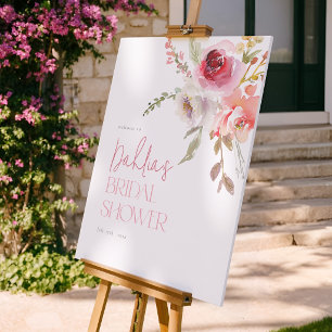 Watercolor Flowers Bridal Shower Welcome Sign