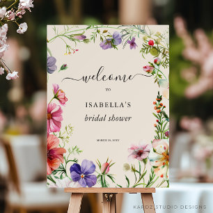 Watercolor Flowers Bridal Shower Welcome Sign