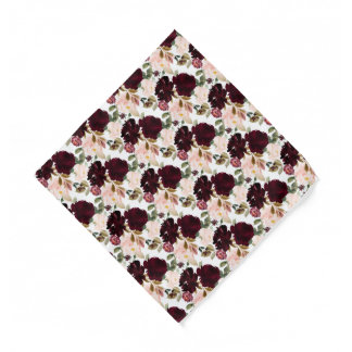 Watercolor Flowers Burgundy Blush  Bandana