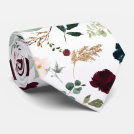 Watercolor Flowers Burgundy Blush Navy Roses Neck Tie Watercolor Flowers Burgundy Blush Navy Roses Neck Tie