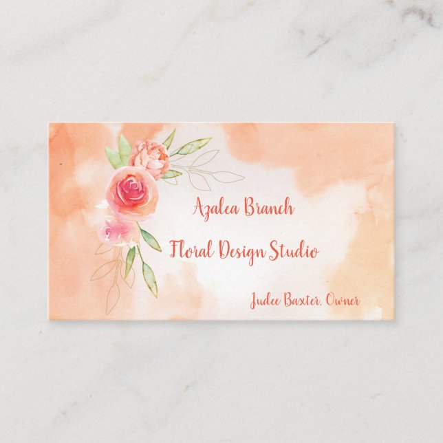 Watercolor Flowers Business Card (Front)