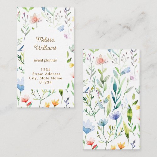 watercolor flowers  business card