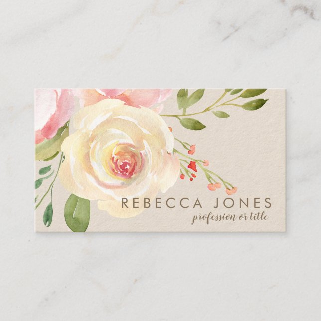 watercolor flowers business card (Front)