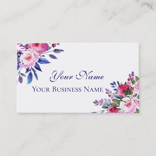 Watercolor Flowers Business Cards (Front)