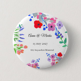 Watercolor flowers button
