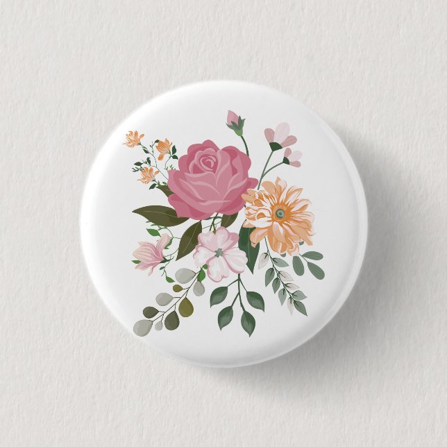 Watercolor flowers  button (Front)