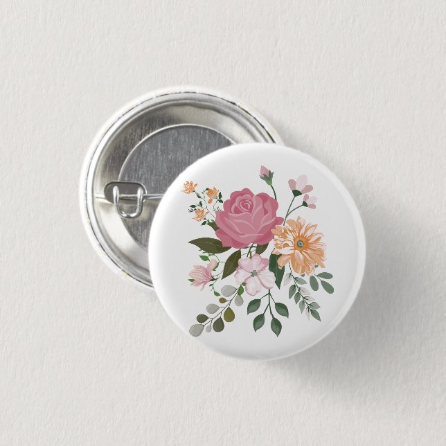 Watercolor flowers  button (Front & Back)