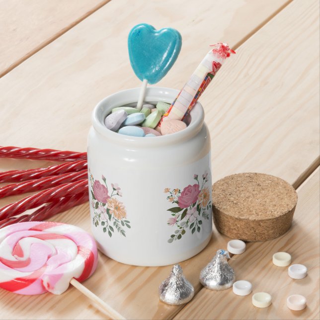 Watercolor flowers  candy jar (In Situ)