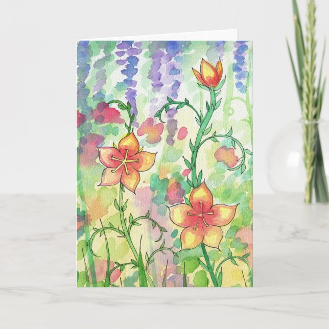 Watercolor Flowers Card ~ Blank (Front)