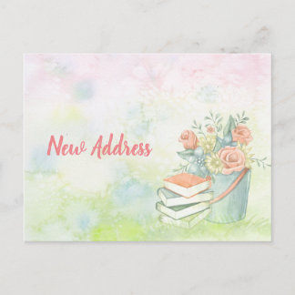 Watercolor Flowers Change of Address Post Card