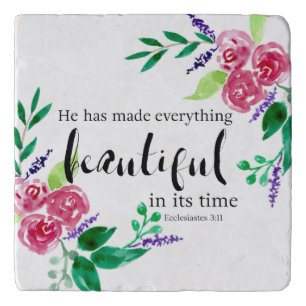 watercolor flowers christian bible verse chic trivet