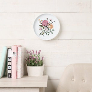 Watercolor flowers clock
