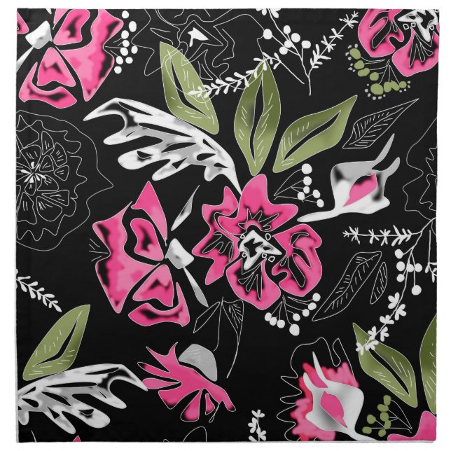 Watercolor flowers cloth napkin (Front)