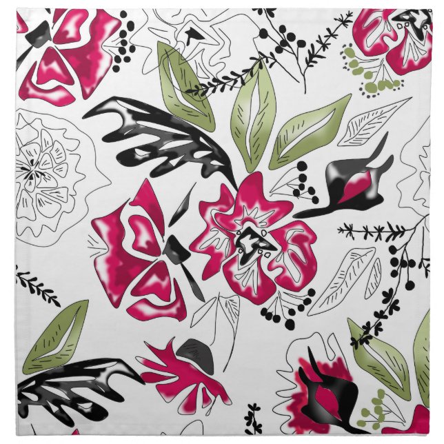 Watercolor flowers cloth napkin (Front)