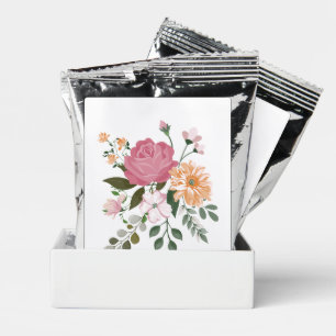 Watercolor flowers coffee drink mix