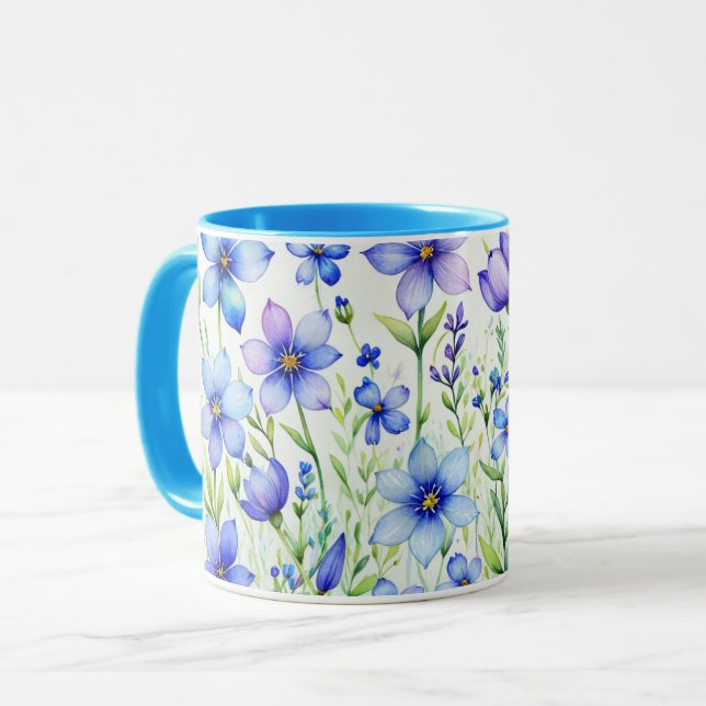 Watercolor Flowers Coffee Mug (Front Left)