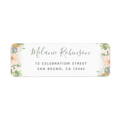 Watercolor Flowers  Confetti Wedding Label
