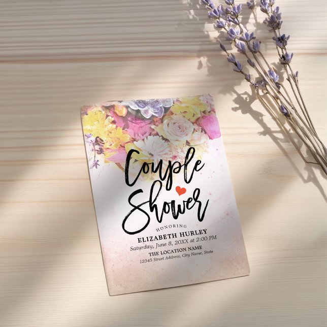 Watercolor Flowers Couple Shower Wedding Shower Invitation (Creator Uploaded)
