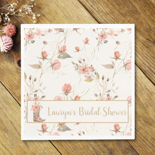 Watercolor Flowers Cowgirl Bridal Shower Napkin