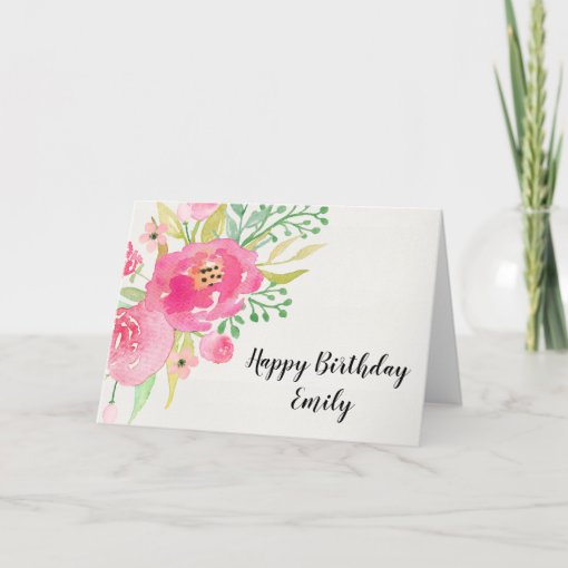 Watercolor Flowers - Custom Birthday Card | Zazzle